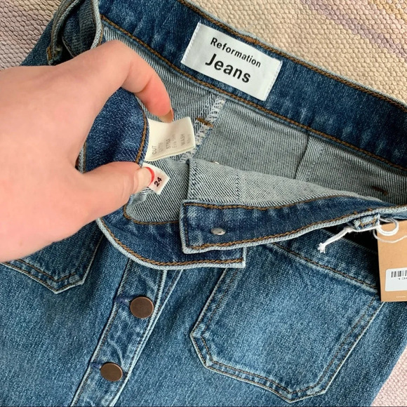 NWT Reformation Eva Denim Long Skirt - Picture 5 of 7